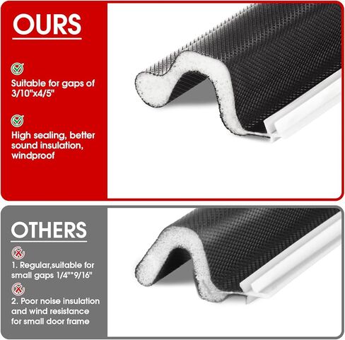 Extra Thick Weather Stripping Door Seal, Black Kerf Door Weatherstripping for Door Frame, Extra Wide Exterior Door Weather Seal for Lager Gap, V-Shaped Door Insulation Strip Replacemen 40Ft in Kuwait