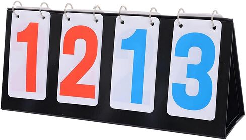 4-Digit Scoreboard, Red and Blue Numbers, 6.3 x 15 in / 16 x 38 cm, Tabletop Flip Scoreboards for Tennis, Basketball, and All Sports Games in Kuwait