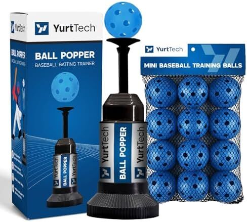 مجموعة معدات تدريب البيسبول من Ball Popper - تي شيرت الضرب المنبثق مع 12 كرة تدريب ارتدادية متينة لتطوير الضرب والتوقيت in Kuwait