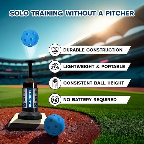 مجموعة معدات تدريب البيسبول من Ball Popper - تي شيرت الضرب المنبثق مع 12 كرة تدريب ارتدادية متينة لتطوير الضرب والتوقيت in Kuwait