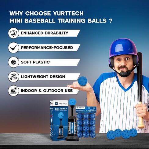مجموعة معدات تدريب البيسبول من Ball Popper - تي شيرت الضرب المنبثق مع 12 كرة تدريب ارتدادية متينة لتطوير الضرب والتوقيت in Kuwait