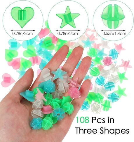 108Pcs Bike Spoke Beads, Bike Spoke Decorations Glow in The Dark & Colorful Round Bead, Safe & Fun for Kids Bicycle (Beads, Stars, Hearts) in Kuwait
