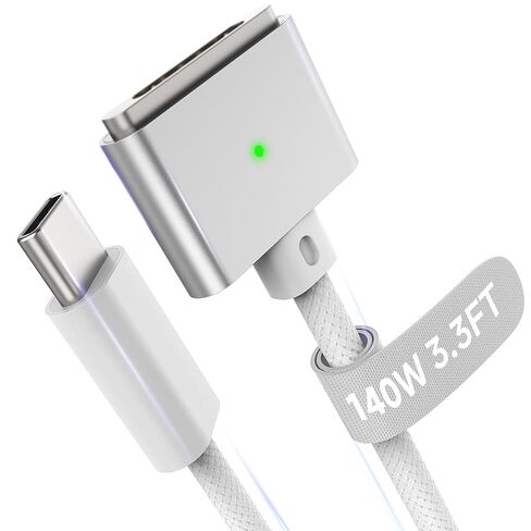 كابل مغناطيسي 3 USB-C بطول 6.6FT متوافق مع شاحن M5/M4/M3/M2 MacBook Air Pro، كابل آمن 140 واط لجهاز MacBook Air (13 بوصة/15 بوصة 2026/2025/2024/2023/2022)، Pro (16 بوصة/14 بوصة 2026/2025/2024/2023/2021)، أبيض in Kuwait