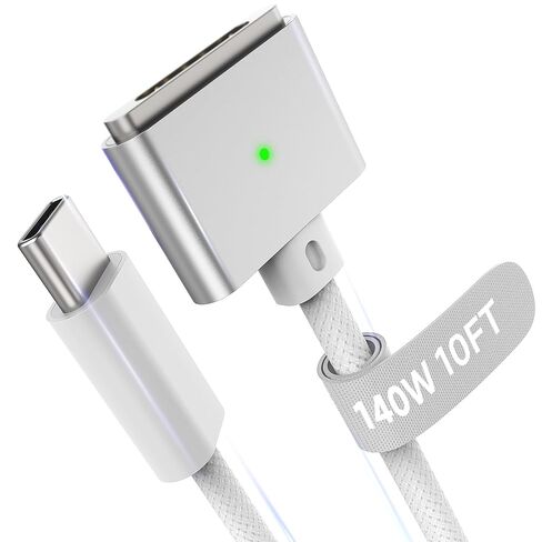 كابل مغناطيسي 3 USB-C بطول 6.6FT متوافق مع شاحن M5/M4/M3/M2 MacBook Air Pro، كابل آمن 140 واط لجهاز MacBook Air (13 بوصة/15 بوصة 2026/2025/2024/2023/2022)، Pro (16 بوصة/14 بوصة 2026/2025/2024/2023/2021)، أبيض in Kuwait