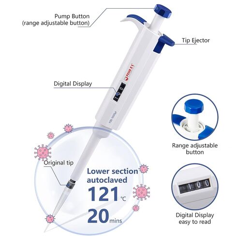 FOUR E'S SCIENTIFIC 100uL-1000uL Pipettes with 1mL Filter Pipette Tips 96pcs in Kuwait