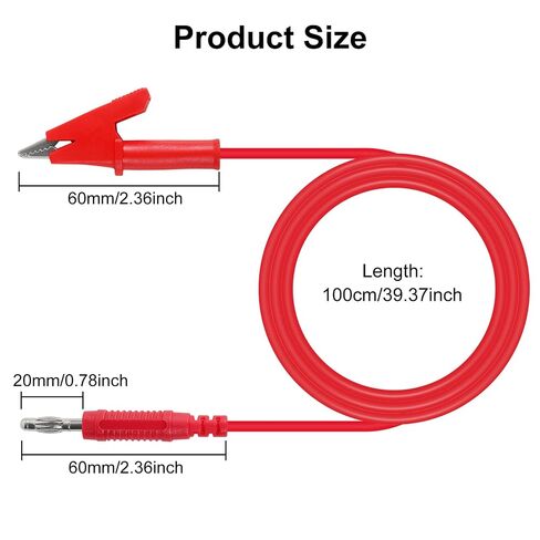 2Pcs Banana Plug to Alligator Clip Test Lead Wire Cable 4mm Heavy Duty Silicone Wire 14AWG for Multimeter Test Leads Oscilloscope Electrical Testing in Kuwait