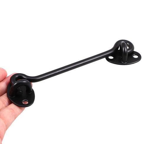 Stainless Steel Window and Door Hook Latch for Home and Office Security, Black Finish with Stylish Design, Easy Removal and Enhanced Safety, in Kuwait