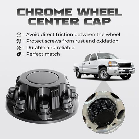 Chrome 8 Lug Wheel Center Caps for Chevy Silverado 16 Inch Van & Truck Rim Wheels, Replacement 15039489, 15039488, 9597169, 9597170(Set of 4) in Saudi Arabia