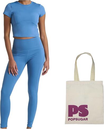 Two Piece Workout Set for Women High Waist Leggings and Short Sleeve Athletic Tops Matching Pilates Gym Sets Yoga Outfits in Saudi Arabia