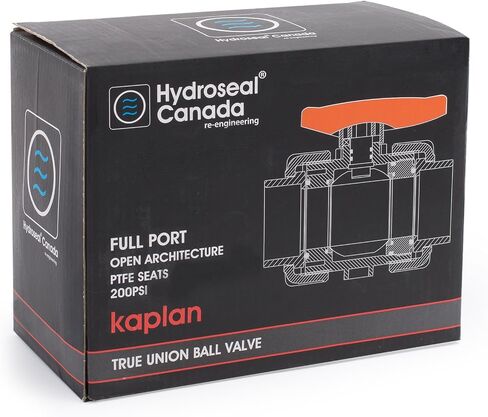 صمام كروي HYDROSEAL Kaplan مقاس 1/2 بوصة PVC True Union مع منفذ كامل، ASTM F1970، حلقات EPDM O ومقاعد PTFE قابلة للعكس، مصنف عند 200 رطل لكل بوصة مربعة عند 73F، رمادي، مقبس 1/2 بوصة (1/2 بوصة) in Kuwait