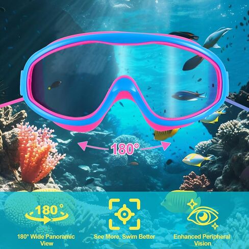 Kids Swim Goggles 2 Pack, No Leak Wide View Anti-Fog UV Protection with Soft Silicone & Fabric Strap for Boys Girls 3-15 in Kuwait