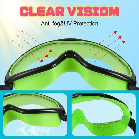Kids Swim Goggles 2 Pack, No Leak Wide View Anti-Fog UV Protection with Soft Silicone & Fabric Strap for Boys Girls 3-15 in Kuwait