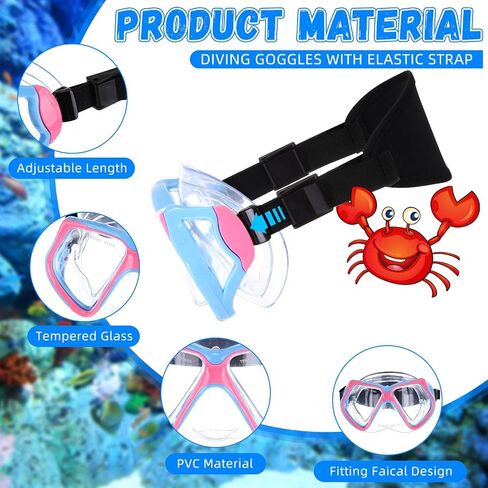 Flutesan 4 Pcs Adult Swimming Goggles with Nose Cover Elastic Fabric Strap Diving Snorkel Goggles Tempered Glass Diving Mask with Hair Protector Wrap in Kuwait