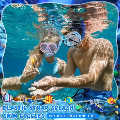 Flutesan 4 Pcs Adult Swimming Goggles with Nose Cover Elastic Fabric Strap Diving Snorkel Goggles Tempered Glass Diving Mask with Hair Protector Wrap in Kuwait