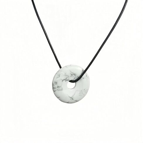Natural Kambaba Jasper 30mm Concenter Circle Donut Prendant ، مقترن بحبل منسوج من جلد الغنم ، يستخدم كهدية عيد ميلاد/علاج طاقة/ملحق عيد الشكر in Kuwait