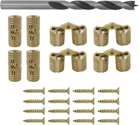 8mm Brass Barrel Hinges 8 Pack - Concealed Hinges for Wooden Boxes, Jewelry Boxes with Drill Bit in Kuwait