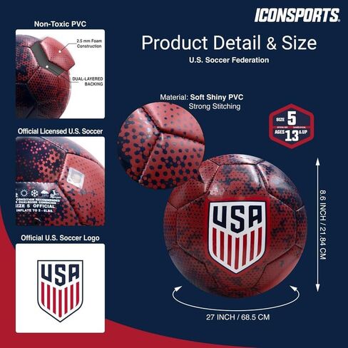 Icon Sports Officially Licensed U.S. Soccer Federation USMNT Soccer Ball Size 5 - Camo Blaze in Kuwait