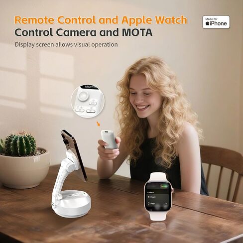 COMITOK Magnetic Auto Face Tracking Stand Tripod MOTA for iPhone Follows Your Movement Hands-Free Video Recording with 360 Degree Holder for Livestreaming, Vlog, Support Tiktok, YouTube - White in Saudi Arabia
