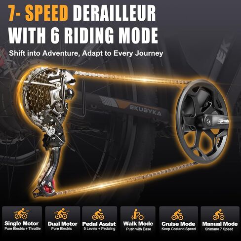 9000W Dual Motor Electric Bike for Adults - 48 MPH Fast Ebike with 52V 36Ah Removable Battery & 110 Mile Range, 24/26" Fat Tire All-Terrain E-Bike with Lockable Front Suspension & Hydraulic Brakes in Kuwait