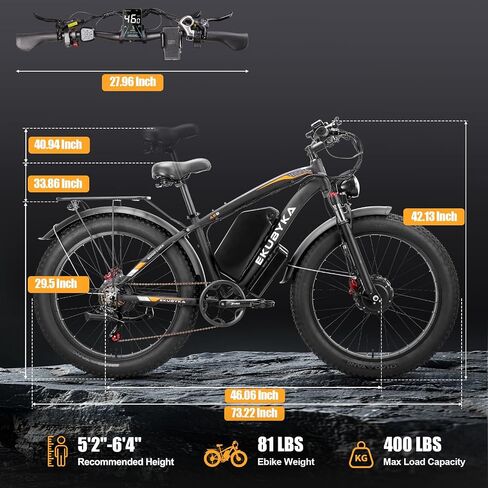 9000W Dual Motor Electric Bike for Adults - 48 MPH Fast Ebike with 52V 36Ah Removable Battery & 110 Mile Range, 24/26" Fat Tire All-Terrain E-Bike with Lockable Front Suspension & Hydraulic Brakes in Kuwait