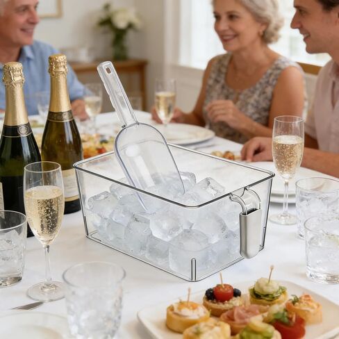 2-Pack Clear Gray Ice Storage Bins with 2 Thickened Scoops, Durable Freezer Containers with Handles, Space-Saving Kitchen Organizer, 12.2 x 6.9 x 4.3 Inches in Kuwait