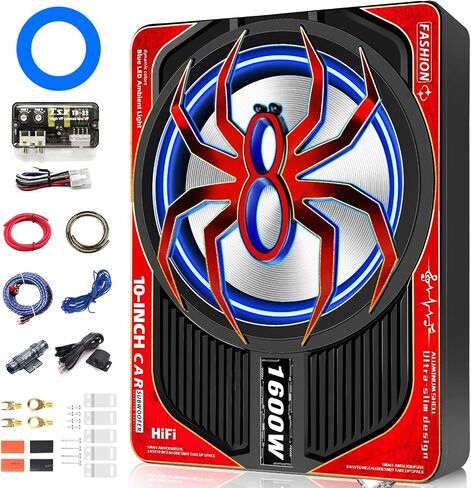 2026 Upgraded 12" 1600W Powered Spare Tire Subwoofer with Built-in Amplifier, Hidden Anti-Theft Design, Deep Bass, Easy Plug-and-Play Installation, Perfect for Car Audio Upgrade in Saudi Arabia
