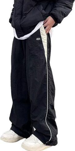 FCOOLYEET Mens Straight Leg Baggy Sweatpants Y2k Cool Parachute Pants Joggers Drawstring Track Pants for Men in Kuwait