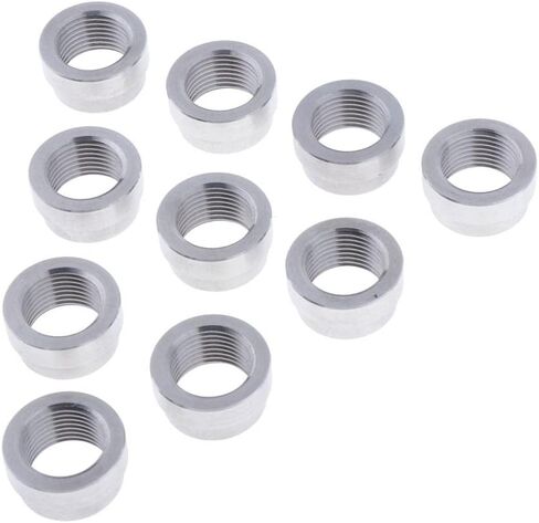 10 Pieces O2 Weld Bungs M18x1.5 O2 Weld on Fittings O2 Bung Plug Nut Mount O2 Weld on Stepped Nut Bung Iron Material Suita in Kuwait