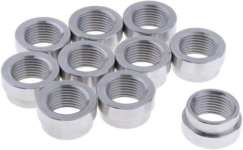 10 Pieces O2 Weld Bungs M18x1.5 O2 Weld on Fittings O2 Bung Plug Nut Mount O2 Weld on Stepped Nut Bung Iron Material Suita in Kuwait