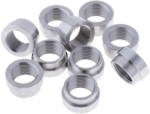 10 Pieces O2 Weld Bungs M18x1.5 O2 Weld on Fittings O2 Bung Plug Nut Mount O2 Weld on Stepped Nut Bung Iron Material Suita in Kuwait