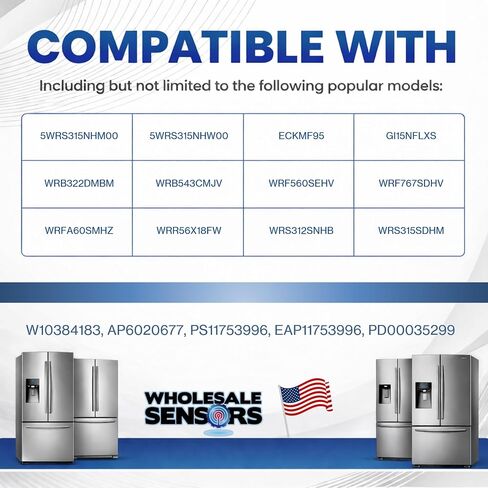 بديل ثلاجة Whirlpool W10384183 WPW10384183 (عبوتان)، ضمان لمدة 24 شهرًا ودعم الولايات المتحدة الأمريكية in Kuwait