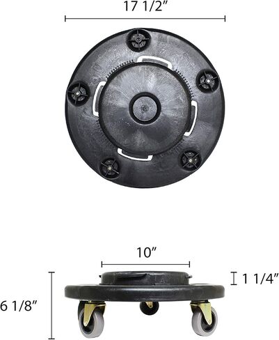 Thunder Group Excellante 5 Caster Trash Can Dollies، 18 بوصة × 6 بوصة، بلاستيك أسود in Kuwait