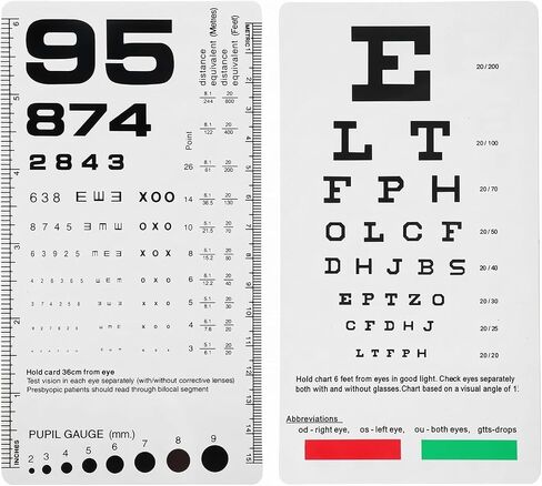 Pocket Eye Chart Dual Sided Snellen & Rosenbaum Vision Tester Plastic Eye Chart 2 in 1 Snellen & Rosenbaum Charts for Eyes Exams 6.5x3.5'' in Kuwait