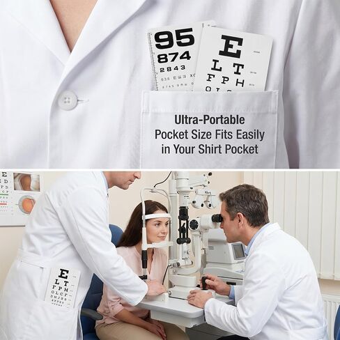 Pocket Eye Chart Dual Sided Snellen & Rosenbaum Vision Tester Plastic Eye Chart 2 in 1 Snellen & Rosenbaum Charts for Eyes Exams 6.5x3.5'' in Kuwait