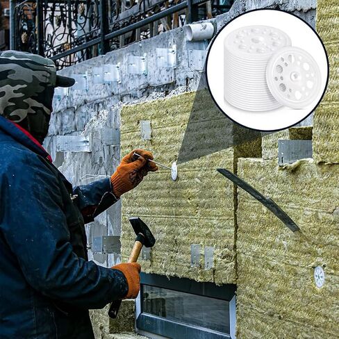 ZYAMY 100PCS 1.77 Inch Round Plastic Washers 45mm Polypropylene Foam Board Fasteners for Rigid Foam Insulation Fixing Gypsum Ceiling Reinforcement Load Distribution Insulation Washers in Kuwait