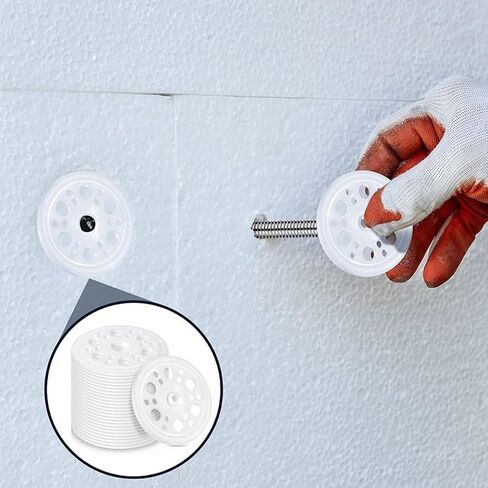 ZYAMY 100PCS 1.77 Inch Round Plastic Washers 45mm Polypropylene Foam Board Fasteners for Rigid Foam Insulation Fixing Gypsum Ceiling Reinforcement Load Distribution Insulation Washers in Kuwait