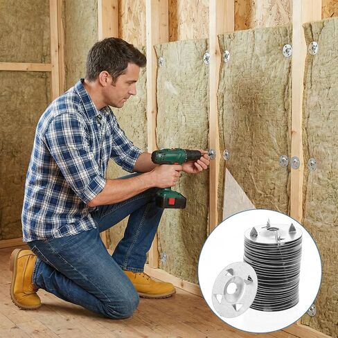 600 Pcs Foam Board Fasteners Washers, 1-1/8 Inch Metal Washers for Insulation Fixing Hardware, Galvanized Steel Washers for Fastening Installation with Cut Resistant Gloves in Kuwait