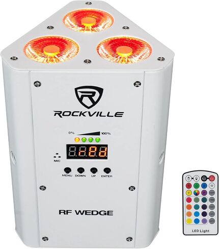 10 Rockville RF Wedge White RGBWA+UV Battery Wireless DMX Up Lights+Bags+Remotes in Kuwait