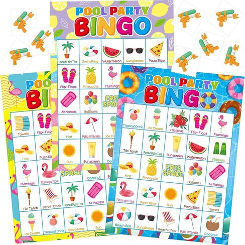 Fancy Land Summer Bingo Game for Kids 24 Players Hawaiian Tropical Pool Luau Party Favors Supplies in Kuwait
