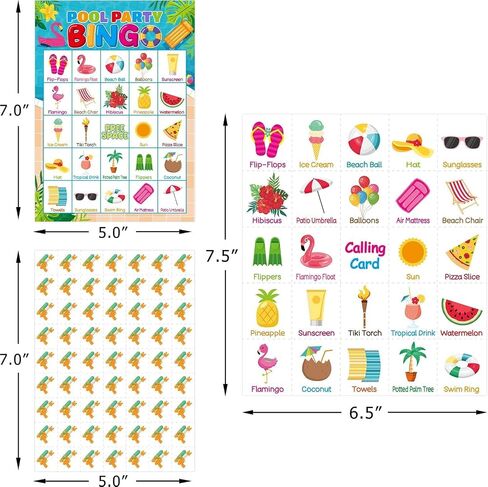 Fancy Land Summer Bingo Game for Kids 24 Players Hawaiian Tropical Pool Luau Party Favors Supplies in Kuwait