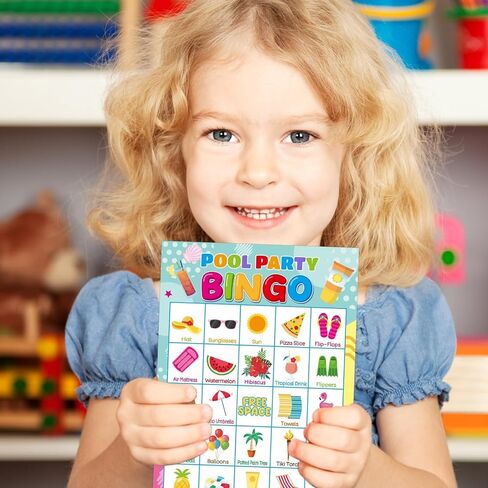 Fancy Land Summer Bingo Game for Kids 24 Players Hawaiian Tropical Pool Luau Party Favors Supplies in Kuwait