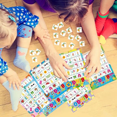 Fancy Land Summer Bingo Game for Kids 24 Players Hawaiian Tropical Pool Luau Party Favors Supplies in Kuwait