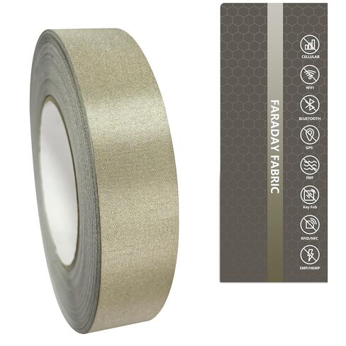 Faraday Tape - Double Conductive Cloth Tape for EMI RF Shielding & ESD Grounding, Copper Nickel Faraday Fabric Tape Roll for EMF Protection, Cable Repair (1.18 in x 149.2 ft) in Kuwait