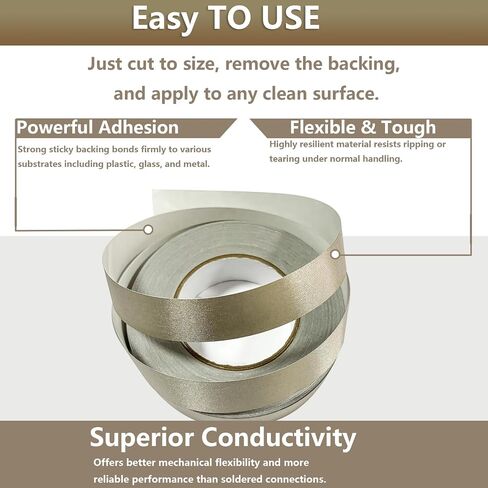 Faraday Tape - Double Conductive Cloth Tape for EMI RF Shielding & ESD Grounding, Copper Nickel Faraday Fabric Tape Roll for EMF Protection, Cable Repair (1.18 in x 149.2 ft) in Kuwait