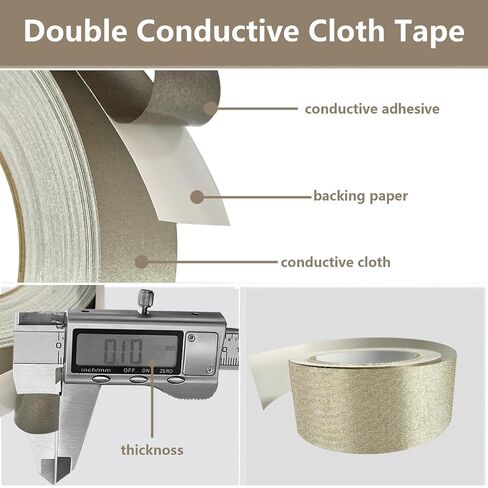 Faraday Tape - Double Conductive Cloth Tape for EMI RF Shielding & ESD Grounding, Copper Nickel Faraday Fabric Tape Roll for EMF Protection, Cable Repair (1.18 in x 149.2 ft) in Kuwait