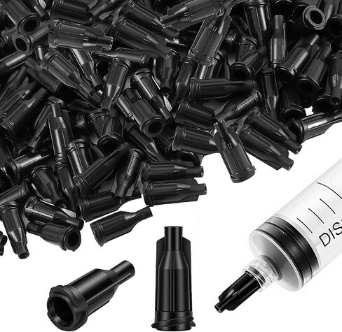 1000Pcs Disposable Syringe Tip Caps, Black Plastic Dispensing Needle Plugs, Secure Seal Covers for Glue Applicator Airbrush Liquid Material Storage Tools in Kuwait