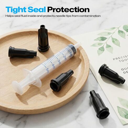 1000Pcs Disposable Syringe Tip Caps, Black Plastic Dispensing Needle Plugs, Secure Seal Covers for Glue Applicator Airbrush Liquid Material Storage Tools in Kuwait