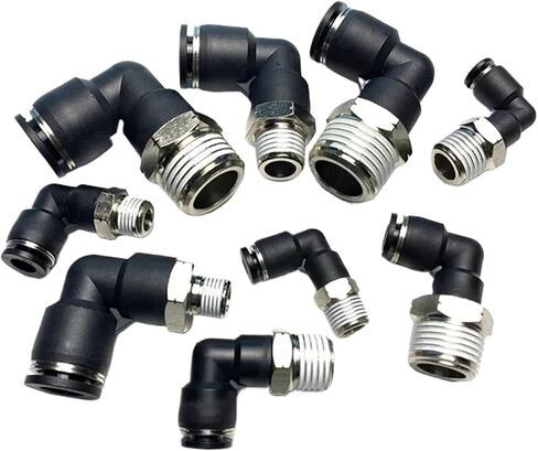 10Pcs PL Pneumatic Hole 5/32 3/16 5/16 NPT Thread 1/8 1/4 1/2 Inch External Elbow Quick Release Pipe Water Air Connector(PL 5I32-N02 (NPT1I4)) in Saudi Arabia