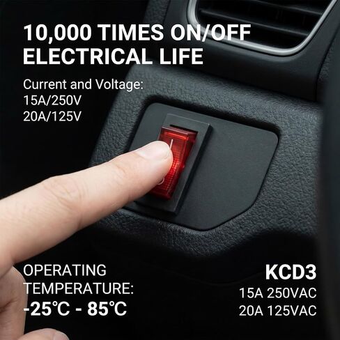 KCD3 2 دبوس 2 موضع أحمر عند إيقاف تشغيل مفاتيح الروك، 6 قطع مفتاح هزاز على شكل قارب، تيار متردد 250 فولت/15 أمبير 125 فولت/20 أمبير، مشبك للتشغيل/الإيقاف للسيارات والقارب والأجهزة المنزلية والمعدات الإلكترونية العامة in Kuwait