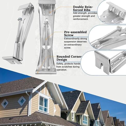 50 Pack Gutter Hangers 5 Inch, Rain Gutter Hangers, Heavy Duty G Utter H Angers with a Pre Inserted Rust Resistant Screw, K Style Aluminum G Utter H Anger for Repairing Sagging Rain G utters Parts in Kuwait